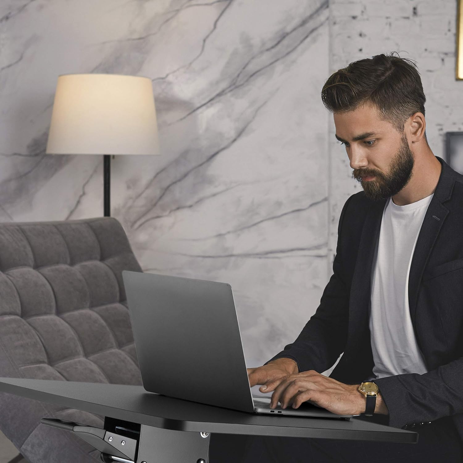 AVLT 44" Height Adjustable Mobile Workstation with Tilting Desk (3 ft 8 inches) - Foot Pedal Pneumatic Standing Desk Cart - Mobile Laptop Cart - Mobile Black Cart with Brake Casters (AVLT-SD03-1) : Office Products