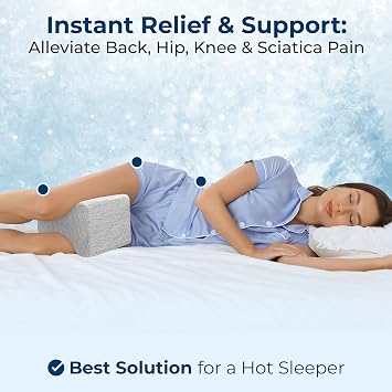 5 STARS UNITED Large Knee Pillow for Side Sleepers - Hip Pain Relief, Memory Foam Leg Cushion for Side Sleeping - Between Legs Pillow for Sciatica & Lower Back Pain, Arctic Gray