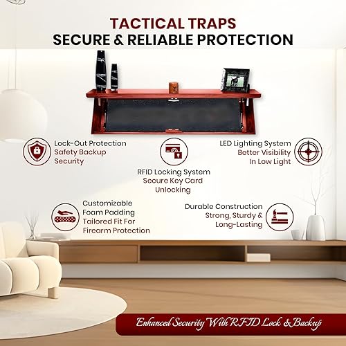 Miniatura 2 de Tactical Traps - Estante de ocultación Freedom 52R con puerta trampa y bloqueo RFID - Compartimento oculto seguro y seguro - 46" X 13.5" X 5" -