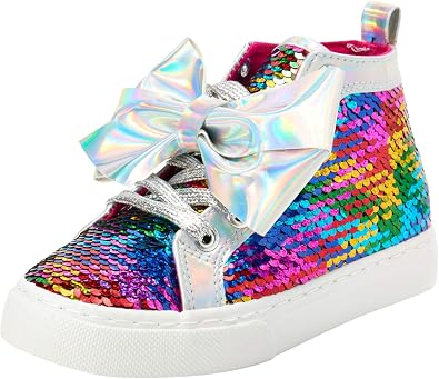 Amazon Com Jojo Siwa Girls Fashion High Top Sneakers Rainbow Sequins Size 4 Big Kid Sneakers