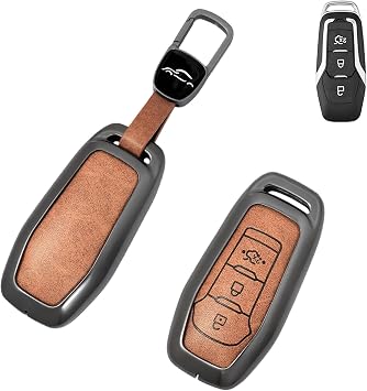 Car Key Cover Compatible with for Ford Mondeo Fiesta Focus 3 4 ST Mondeo 5 MK5 Mustang F150 Kuga MK3 4 Ka Mustang Galaxy Explorer Fusion Edge Ecosport S-Max, Smart Key Fob Case