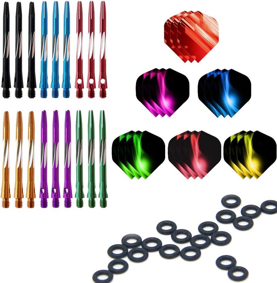 ToBeIT Dart shafts Aluminium 12/15/18pcs-alu Dart shafts mit O-Rings