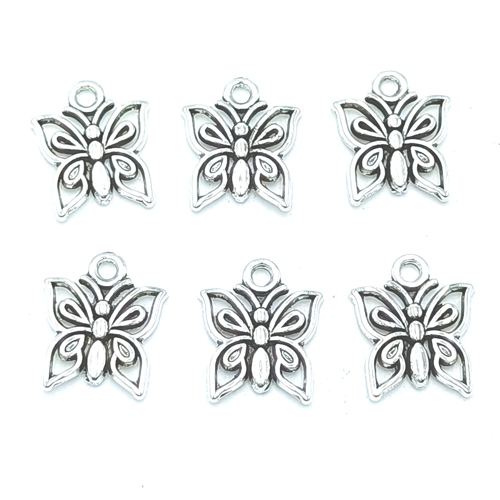 YOOGCORETT 30pcs Alloy Charms Bulk Antique Tibetan Silver Butterfly Pendants Jewelry Making for Necklace Bracelet DIY Craft Findings Supplies Making 14 X 13mm (Ancient Silver)