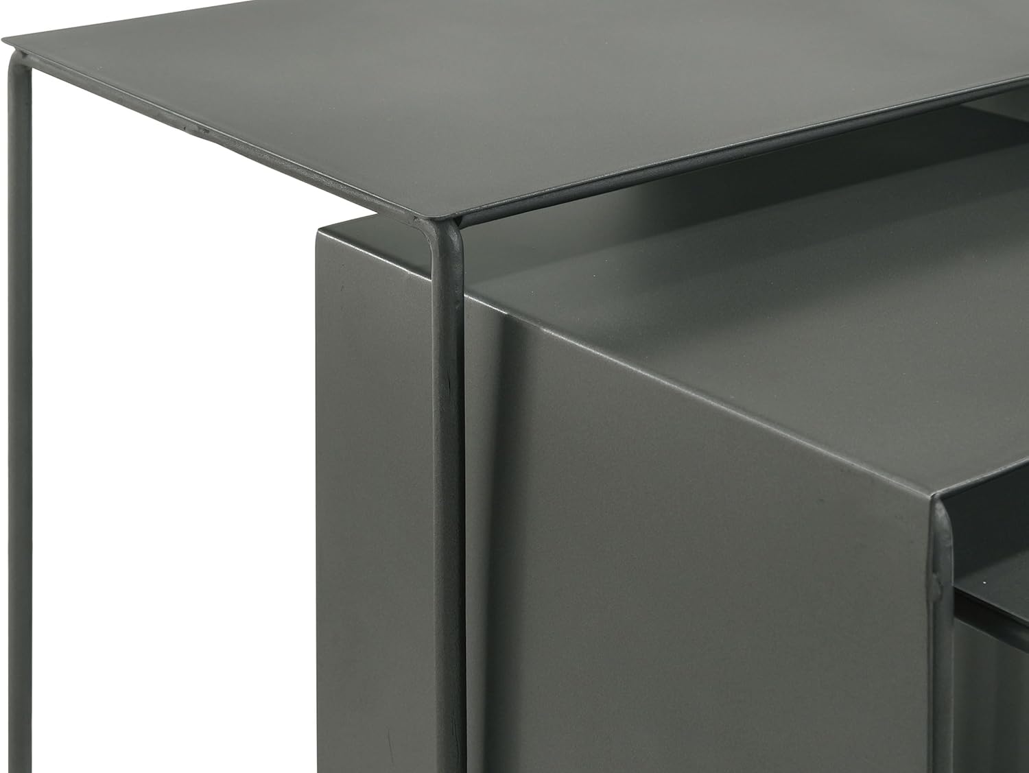 Coaster Home Furnishings - Imez - 3-Piece Rectangular Metal Nesting Table Set with Iron Construction and Sled-Style Base - Contemporary - Living Room - Gray - 930250