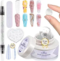 Morovan Gel de unhas Solid Builder: 60 g gel de construção de unhas de grande capacidade para esculpir 3D, géis rígidos não pegajosos para extensão de unhas, esculpir, UV, LED, salão de beleza, casa