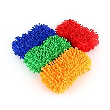 Auto Hub Microfiber Car Cleaning Washing Sponge Duster - Assorted/Pack of 4