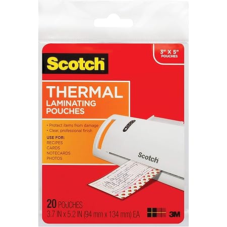 Scotch Thermal Laminating Pouches Premium Quality, 5 Mil Thick for Extra Protection, 20 Pack Photo Size Laminating Sheets, Our Most Durable Lamination Pouch, 3.7 x 5.2 inches, Clear (TP5902-20)