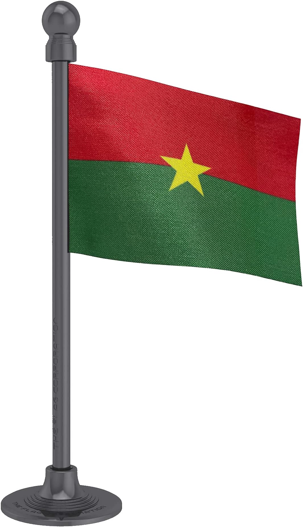 Burkina Faso Car Dashboard Flag 2in x 3in with a Plastic Dark Knight Grey Base