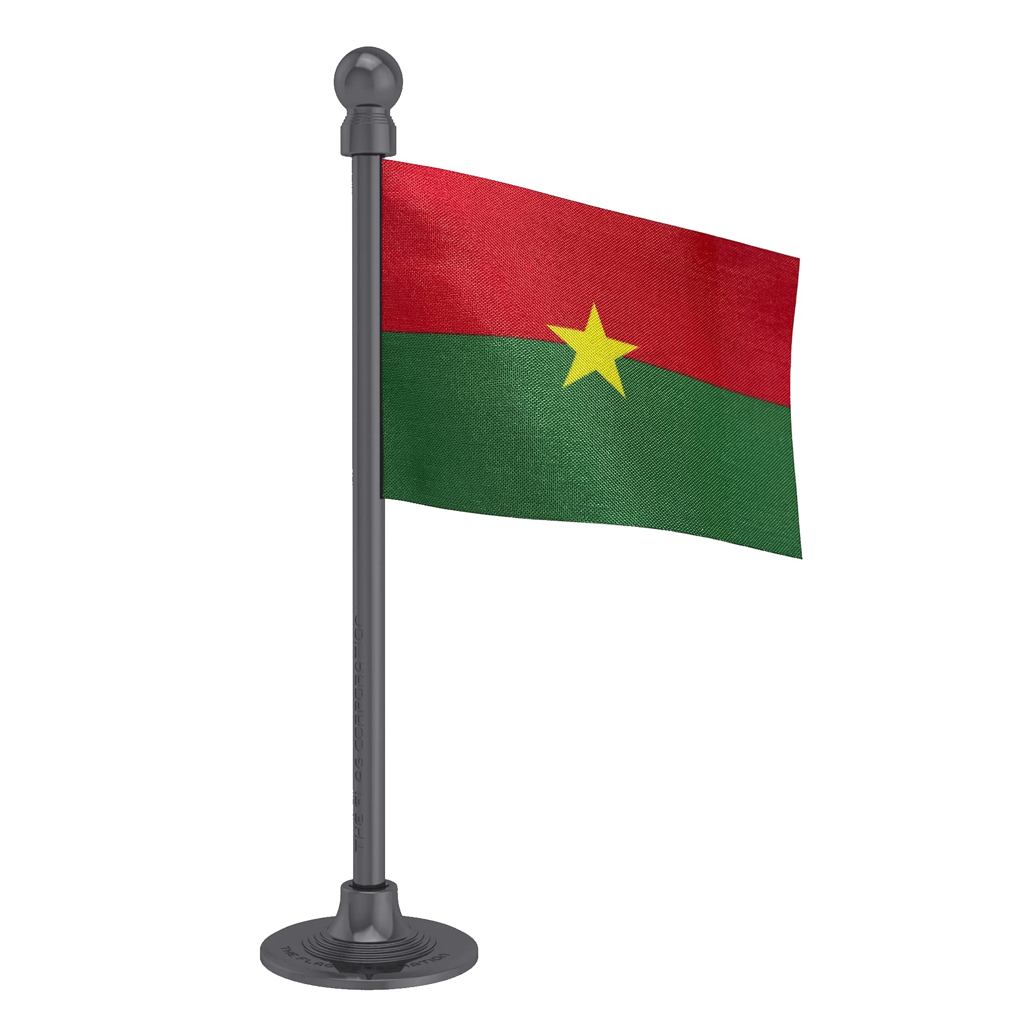 The Flag Corporation Burkina Faso Car Dashboard Flag 2in x 3in with a Plastic Dark Knight Grey Base