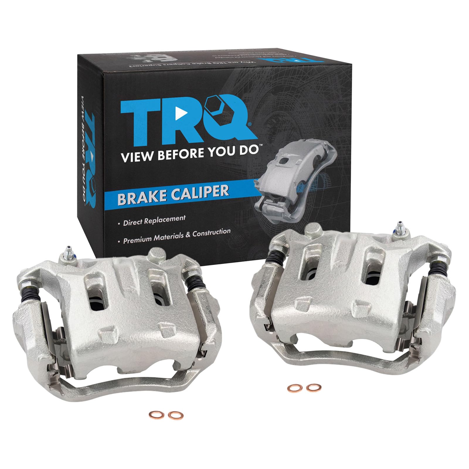 TRQ Front Brake Caliper Set Zinc Coated Brackets