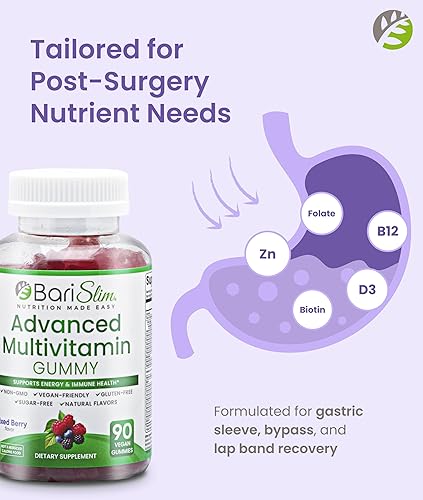 Miniatura 3 de BariSlim Gomitas multivitamínicas bariátricas avanzadas, vitaminas bariátricas especialmente formuladas para pacientes después de una cirugía de