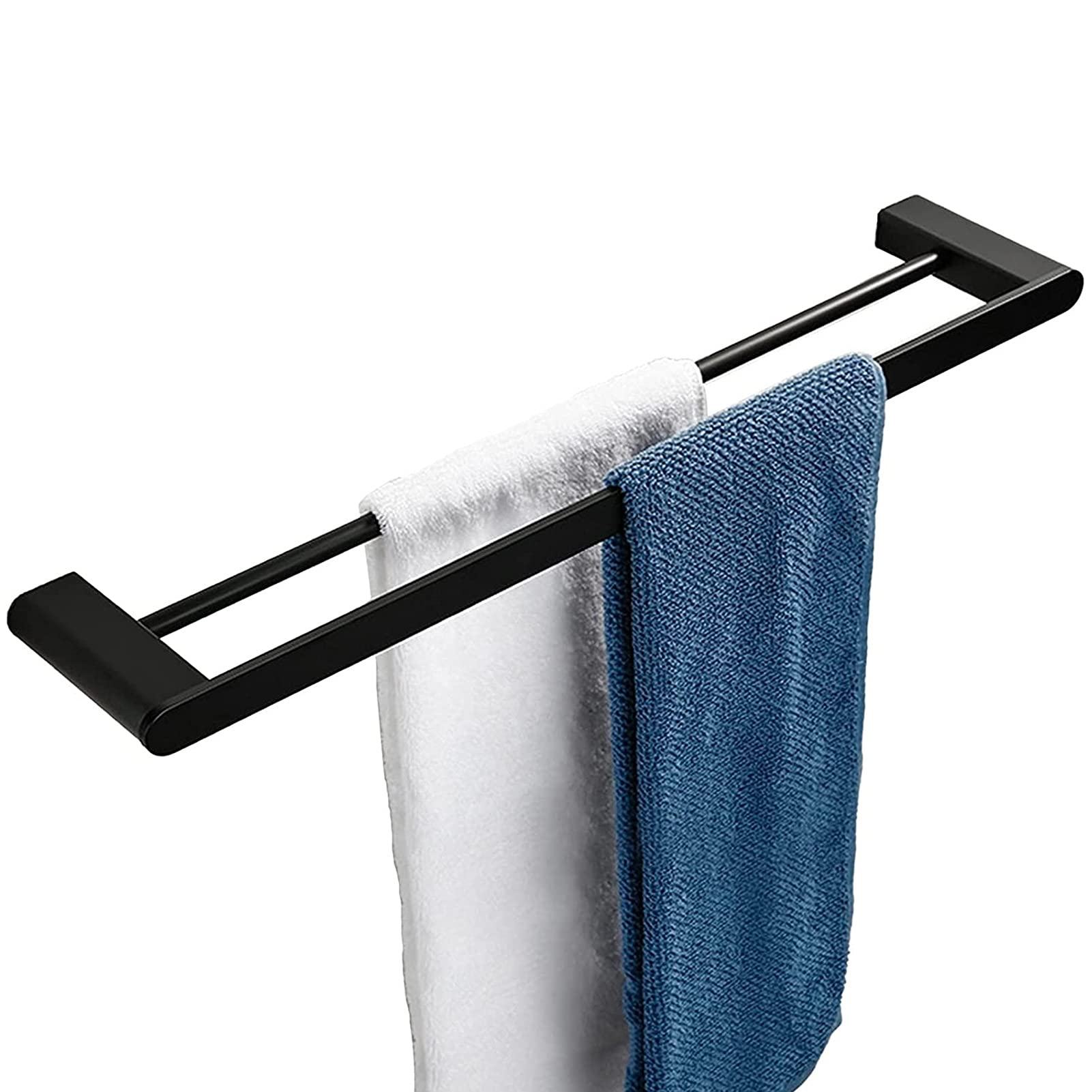LMYSXAOZ Creative Arc Tower Hanger, Double Towel Bar, 50cm/60cm, SUS304 Stainless Steel Black Rack, Wall Mounted Shelf for Bathroom Hardware and Kitchen (Size : 60cm)
