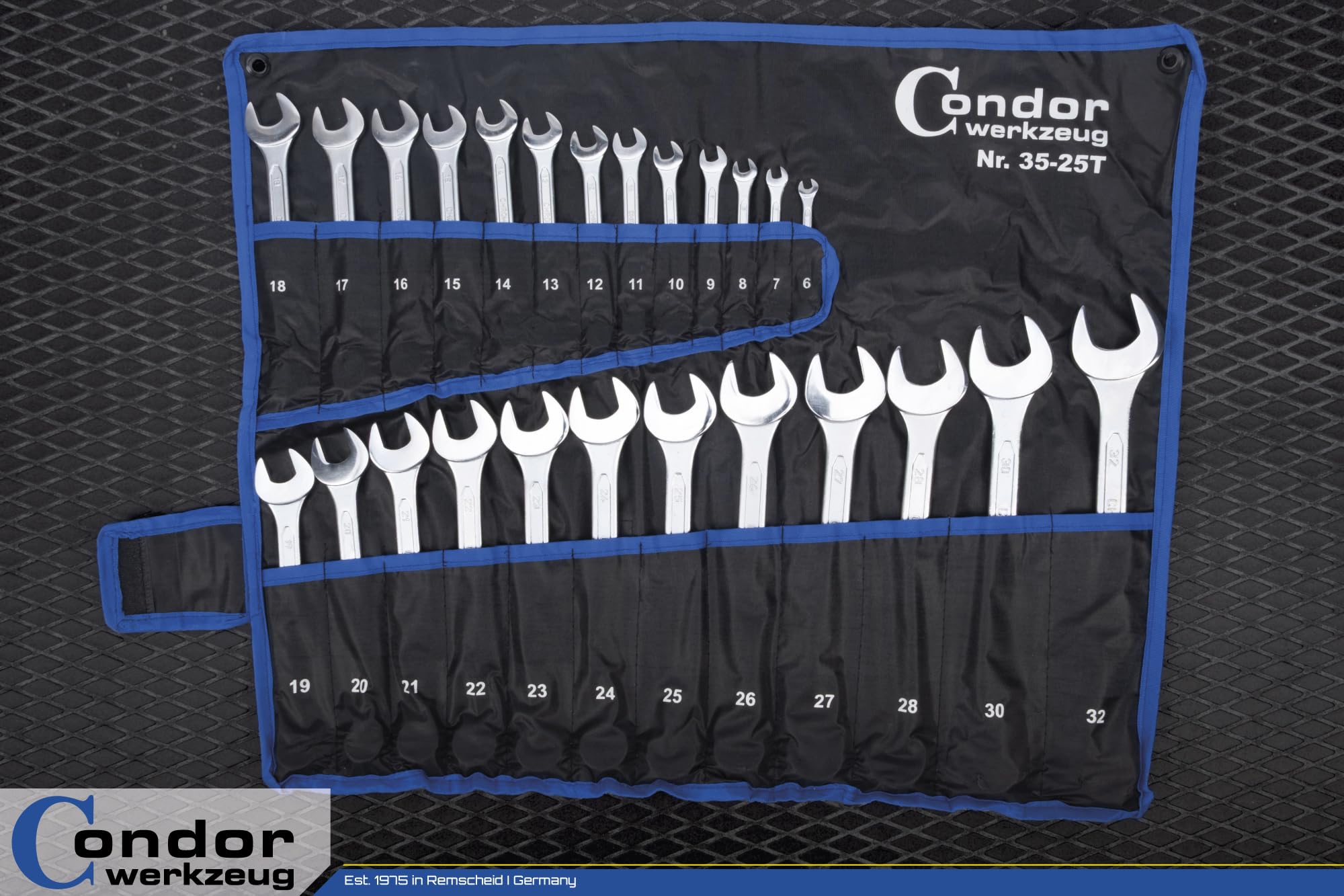 CONDOR Werkzeug 35-25T | Gabel-Ringschlüssel-Satz | 25-tlg. | Chrom-Vanadium-Stahl verchromt | 6-32 mm | Maulschlüssel Satz Ratschenschlüssel Set Profi Werkzeug für Werkstatt und Heimwerker