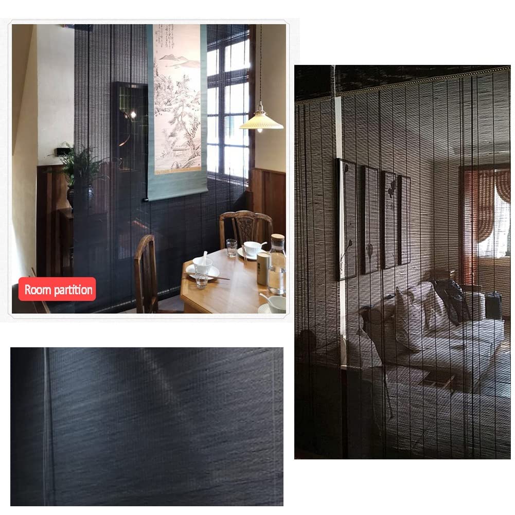 Roleta Bambusowa, Blackout Roleta Rzymska, Prywatność Drape dla Sufitowy/ścienny/Balkon, Czarny (Size : W60xH70cm/24x28inch)