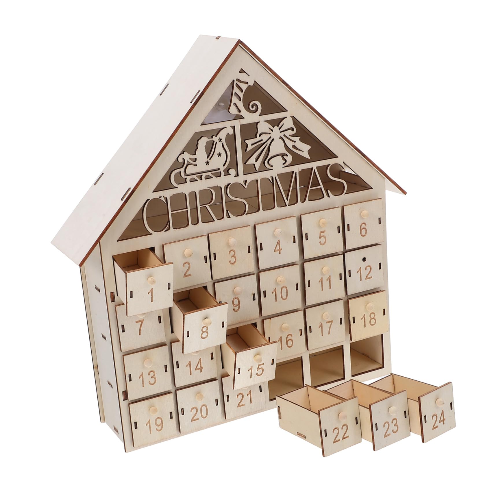 GLEAVI Calendario Avvento Natale in Legno con LED Ricaricabili Decorazione Festiva per Famiglia Countdown Luminoso per Tavolo e Mensola Tradizione Natalizia Resistente