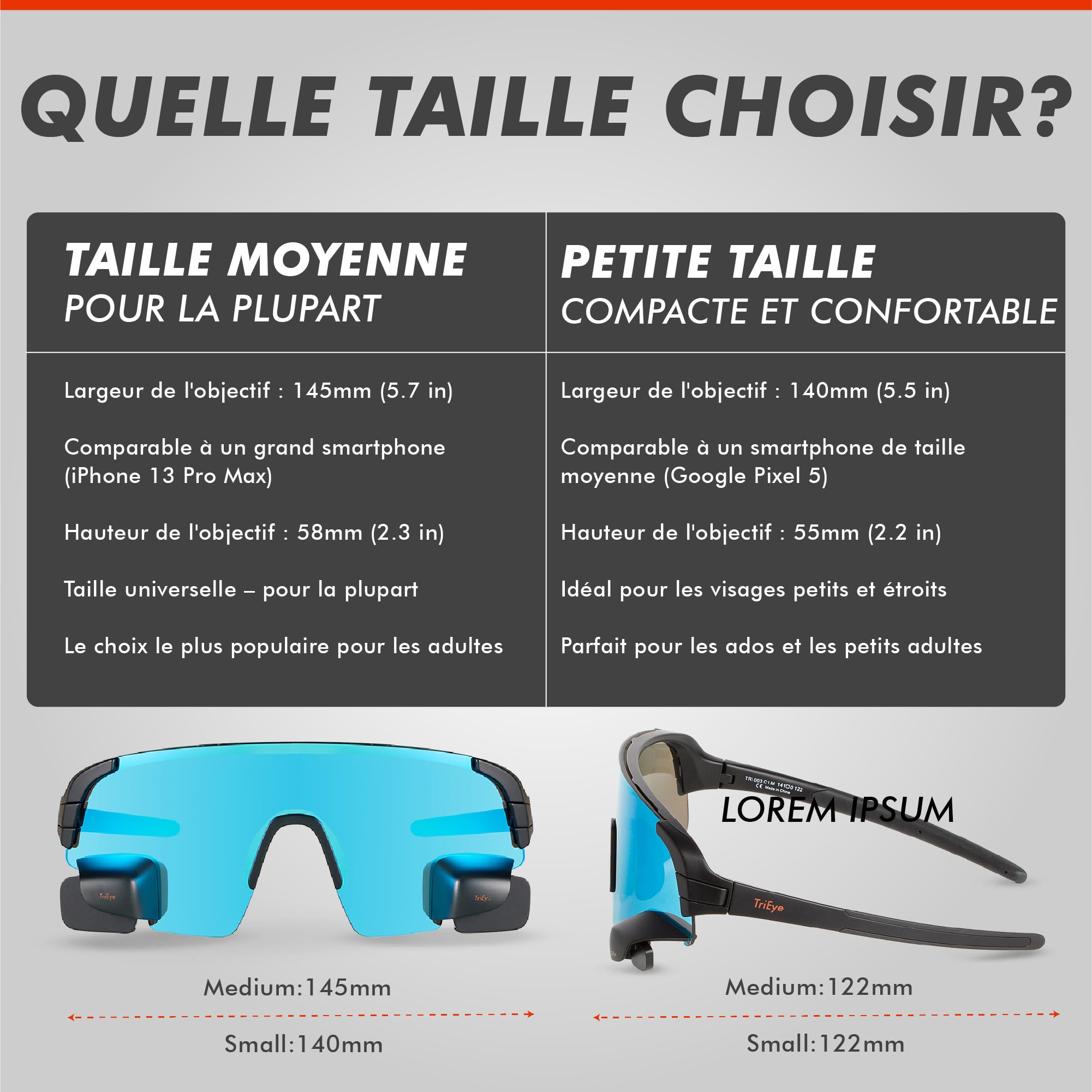 TriEye View Sport Lunettes de soleil polarisées homme femme – Lunettes de vélo avec rétroviseur intégré, monture TR90 légère, protection UV400
