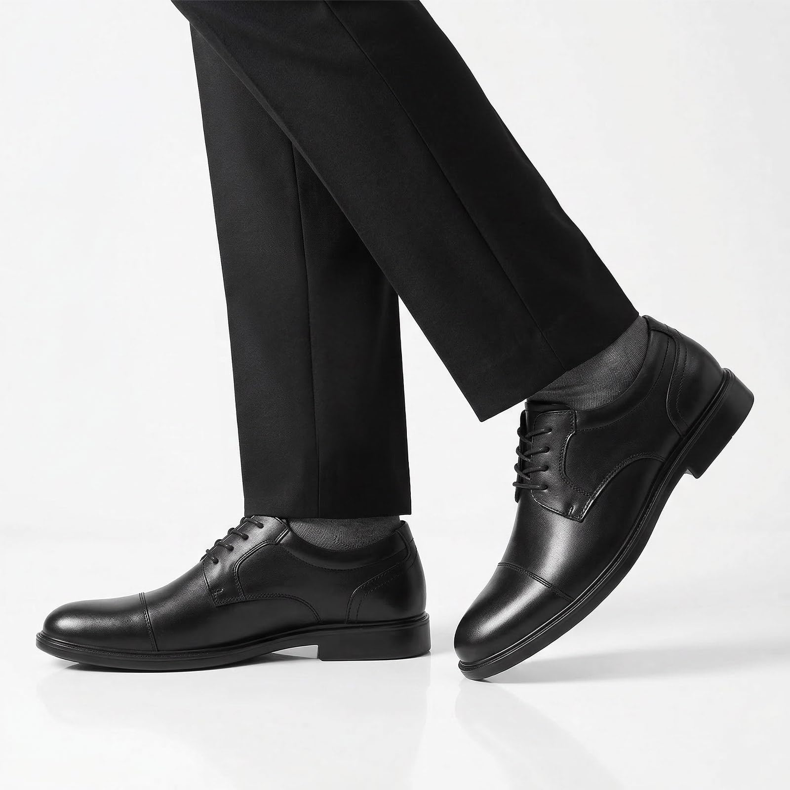 HEEZ Men's Dress Shoes Split Leather, Comfortable Oxford Dress Shoes for Men Non Slip, Lace Up Formal Shoes for Work Business Office — view 6