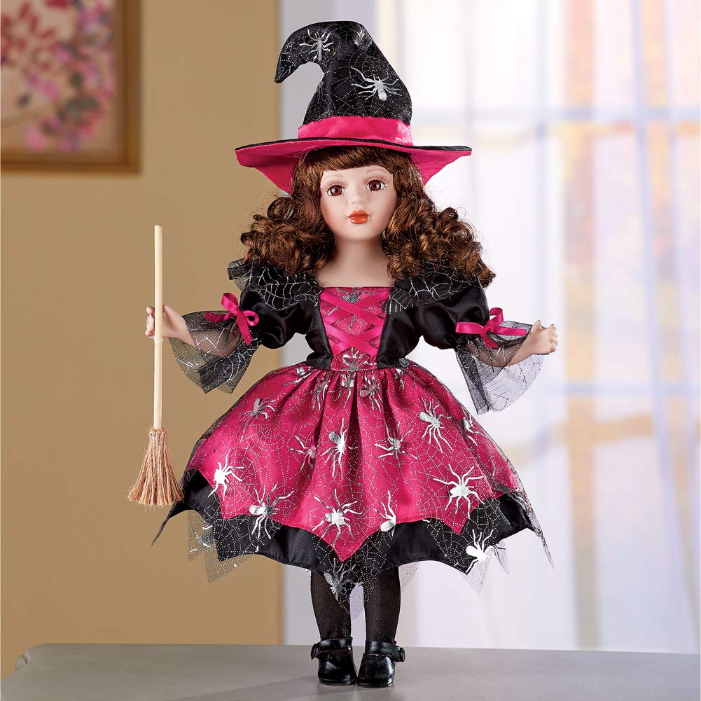 Collections Etc Winnie The Witch Porcelain Doll With Long Brown