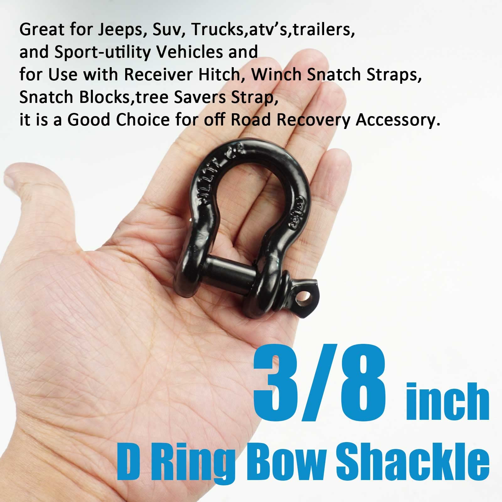 Anello a D da 3/8", Resistente Anello a D con Perno a Vite, per la Maggior Parte dei Veicoli con Supporti ad Anello a D Come Jeep, ATV, Camion, rimorchi (Confezione da 10)