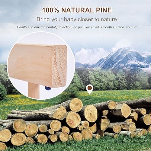 Miniatura 2 de Jolan Corralito para bebés de madera, fácil de instalar y quitar, corralito de seguridad para niños pequeños con puerta, cerca de centro de