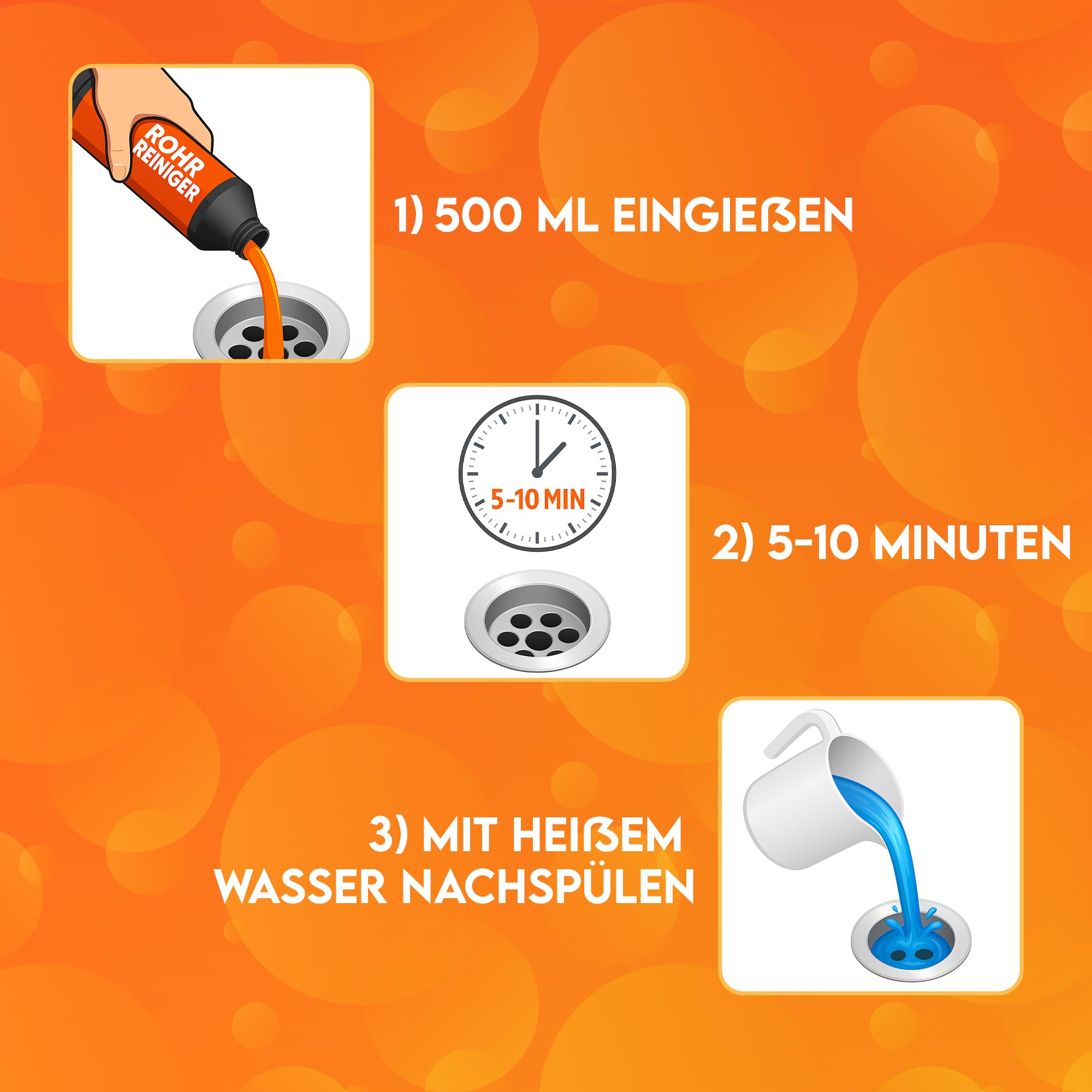 hausleben Abflussreiniger EXTRA STARK 6x1000ml – Rohrreiniger Power-Gel gegen Haare, Fett & Verstopfungen für Küche, Bad, Dusche und Abflussfrei