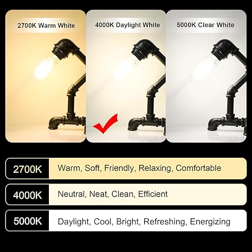 Miniatura 8 de Ascher - Bombillas LED Edison de 6 W, equivalente a 60 W, luz blanca diurna de alto brillo 4000 K, 700 lúmenes, bombillas de filamento LED vintage