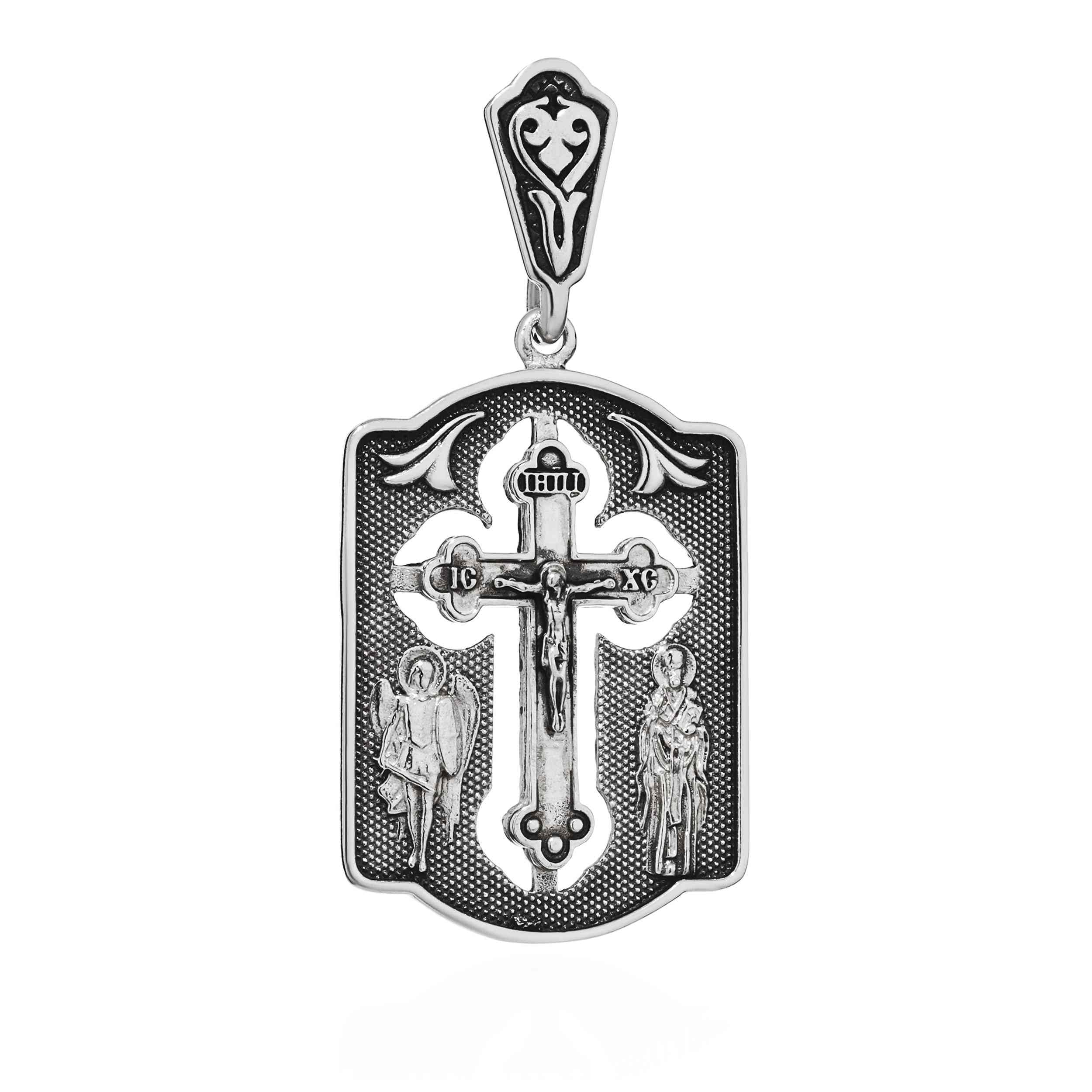 NKlaus Exquisiter Ikona zawieszka do łańcuszka ze srebra próby 925, krucyfiks, 32,5 x 24 mm, elegancja w szczegółach 15456, Srebro