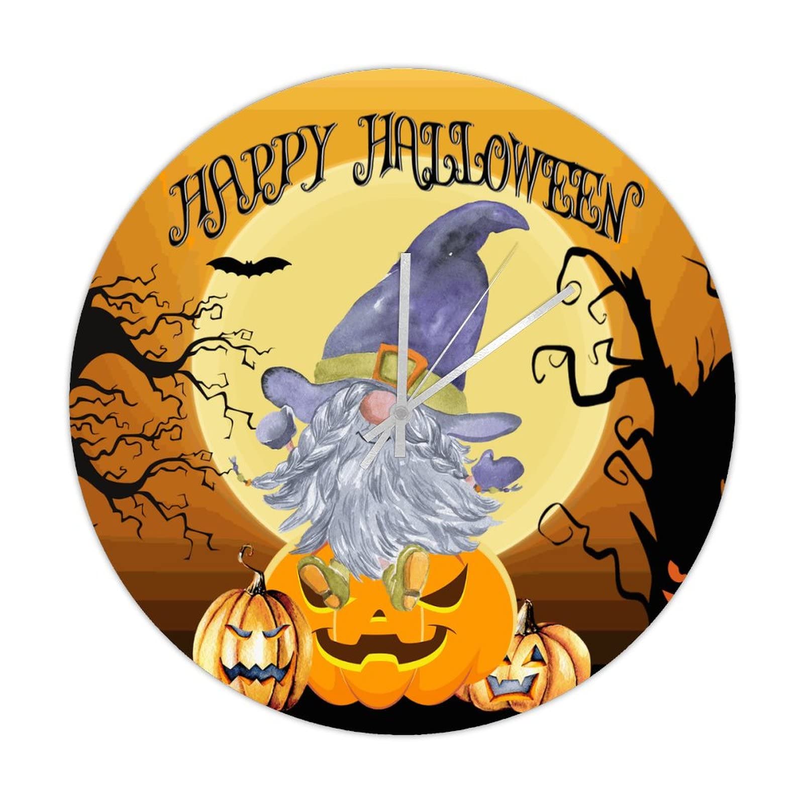 Horloge murale Halloween en bois ronde 38 cm pour salon