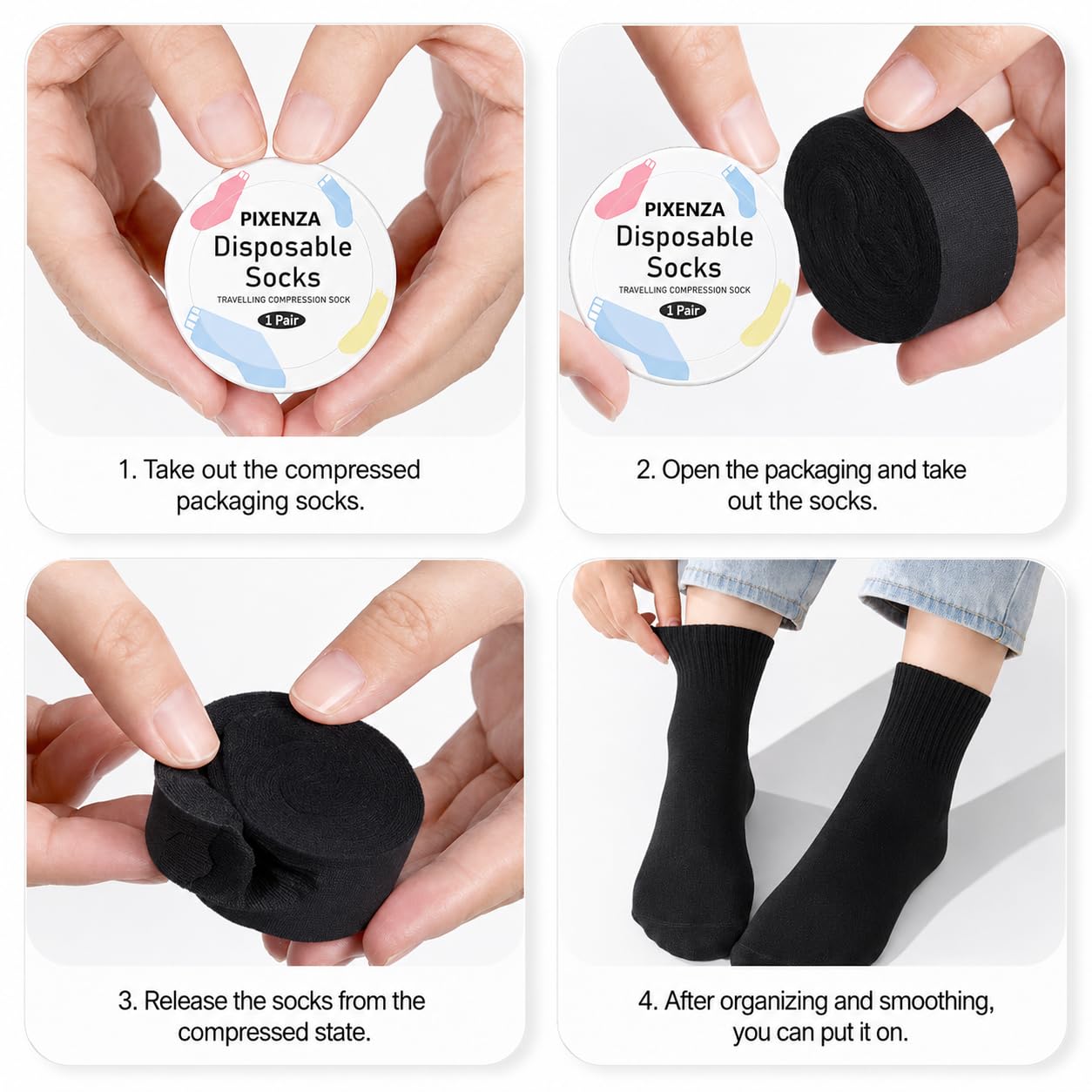 PIXENZA Travel Disposable Socks for Men & Women, Lightweight and Breathable Cotton Socks, Ideal for Travel, Sports, Camping & Hotel Use. Portable & Comfortable Fit (Pack of 5 Pair) 2
