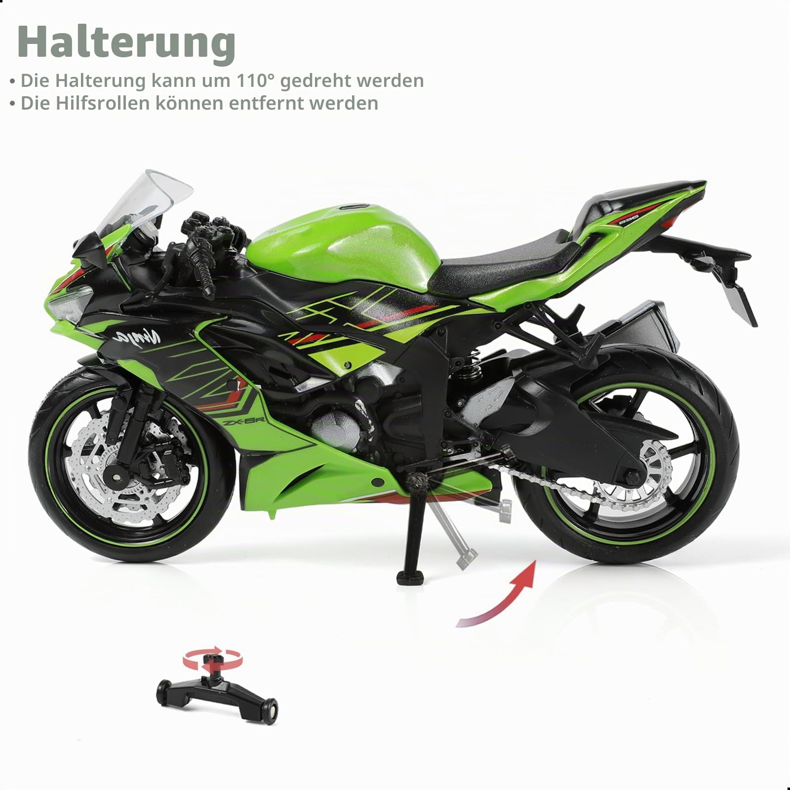 1:12 Motorrad Modell kompatibel für Kawasaki Ninja ZX-6R Metall Diecast Motorrad Modell Spielzeug Mini Moto Geschenk (Grün)