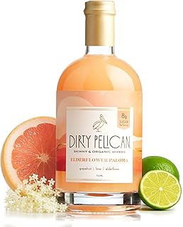 Dirty Pelican Cocktail Mixers - Elderflower Paloma - Skinny & Organic Drink Mixes for Cocktails - Low Calorie Mocktails - Low Sugar - Vegan - Gluten Free - No Preservatives - 750ml (1 Bottle)