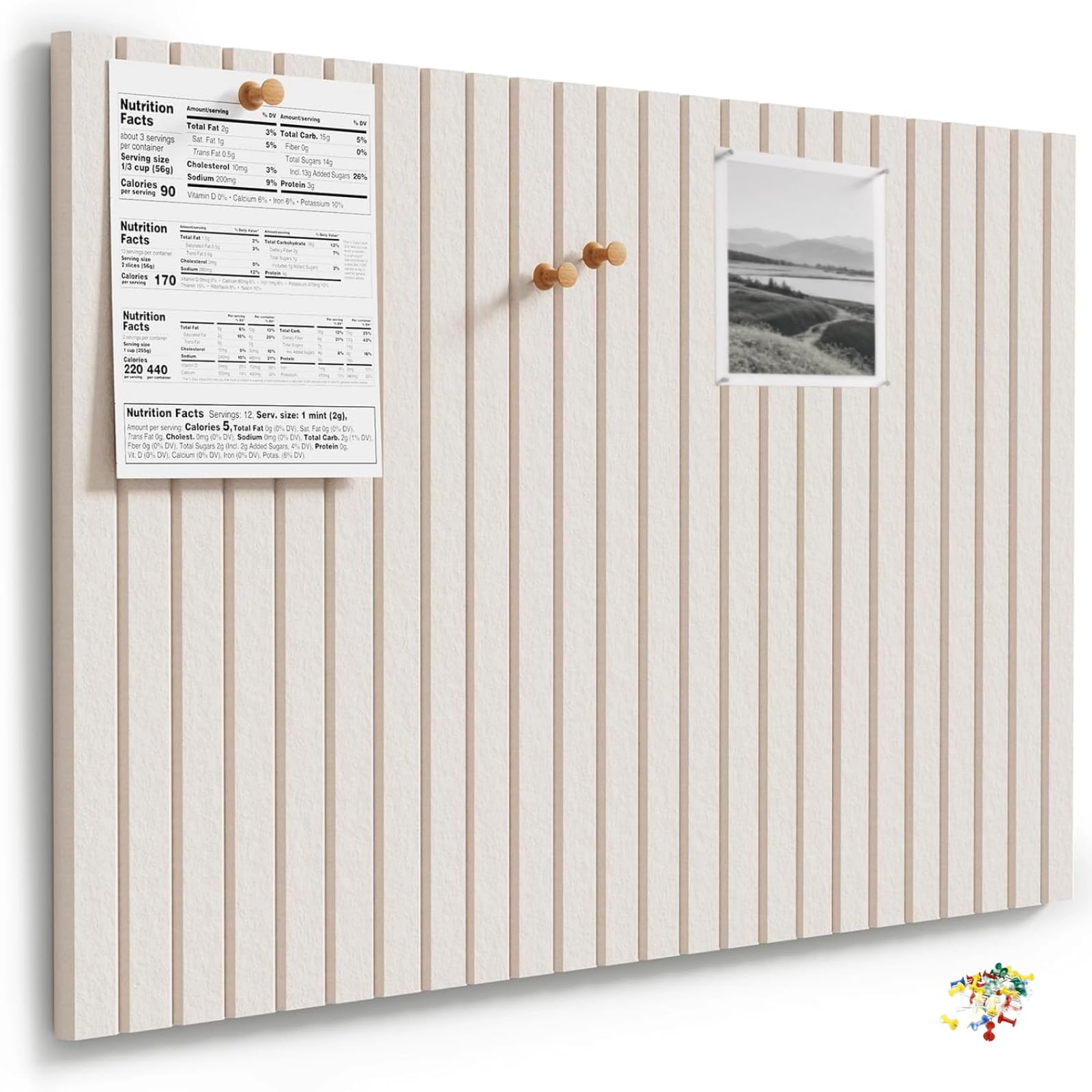 2 Pack 60x40cm Large Cork Board Alternative,Felt Wall Tiles with 30 Colored Pushpins,Removable Adhesive Tabs Photos Notice Board for Home Office