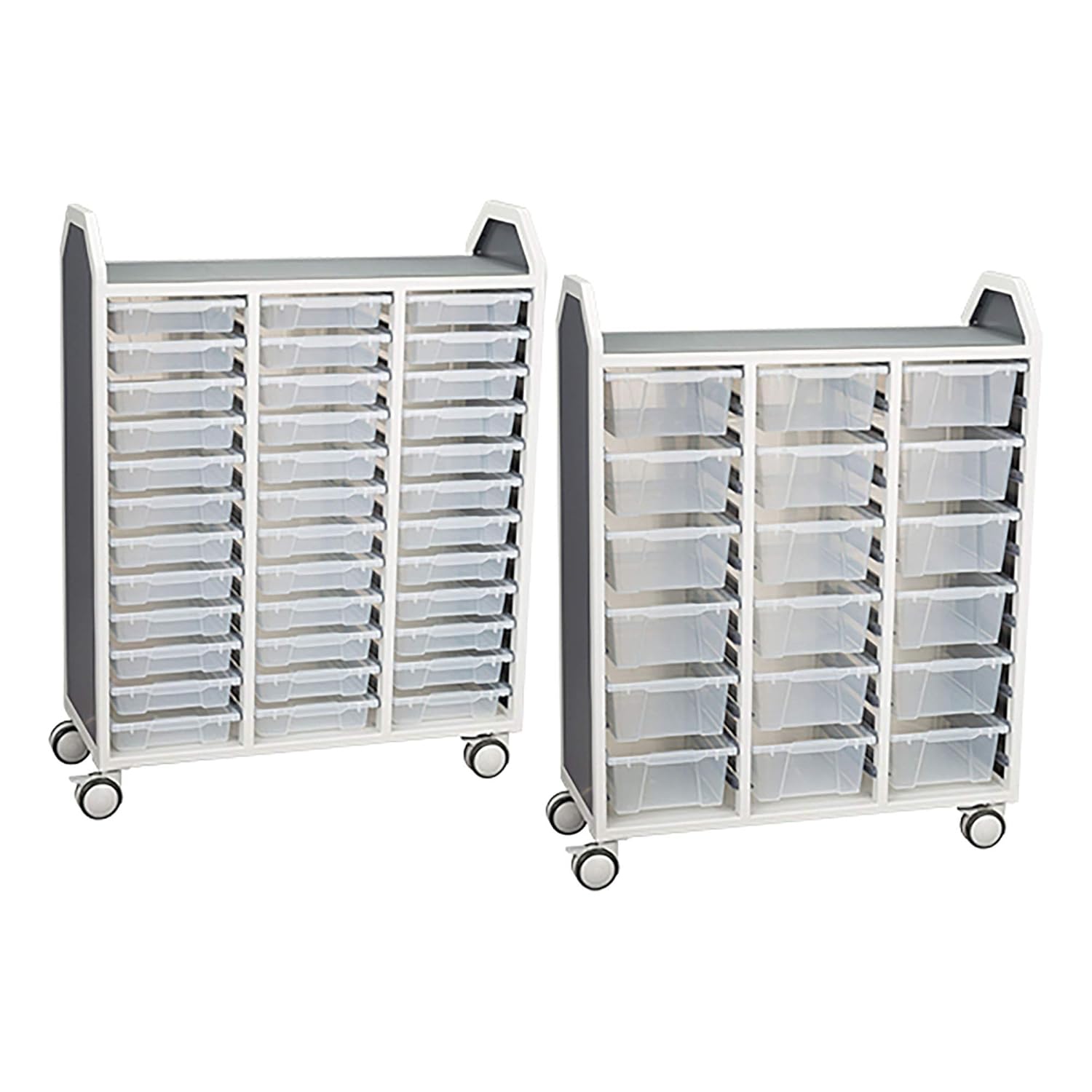 Learniture Profile Series Triple-Wide Mobile Classroom Storage Tower with 36 Small Bins, LNT-GNO3044-PKAS-SO
