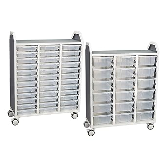 Learniture Profile Series Triple-Wide Mobile Classroom Storage Tower with 18 Large Bins, LNT-GNO3044-PKAL-SO