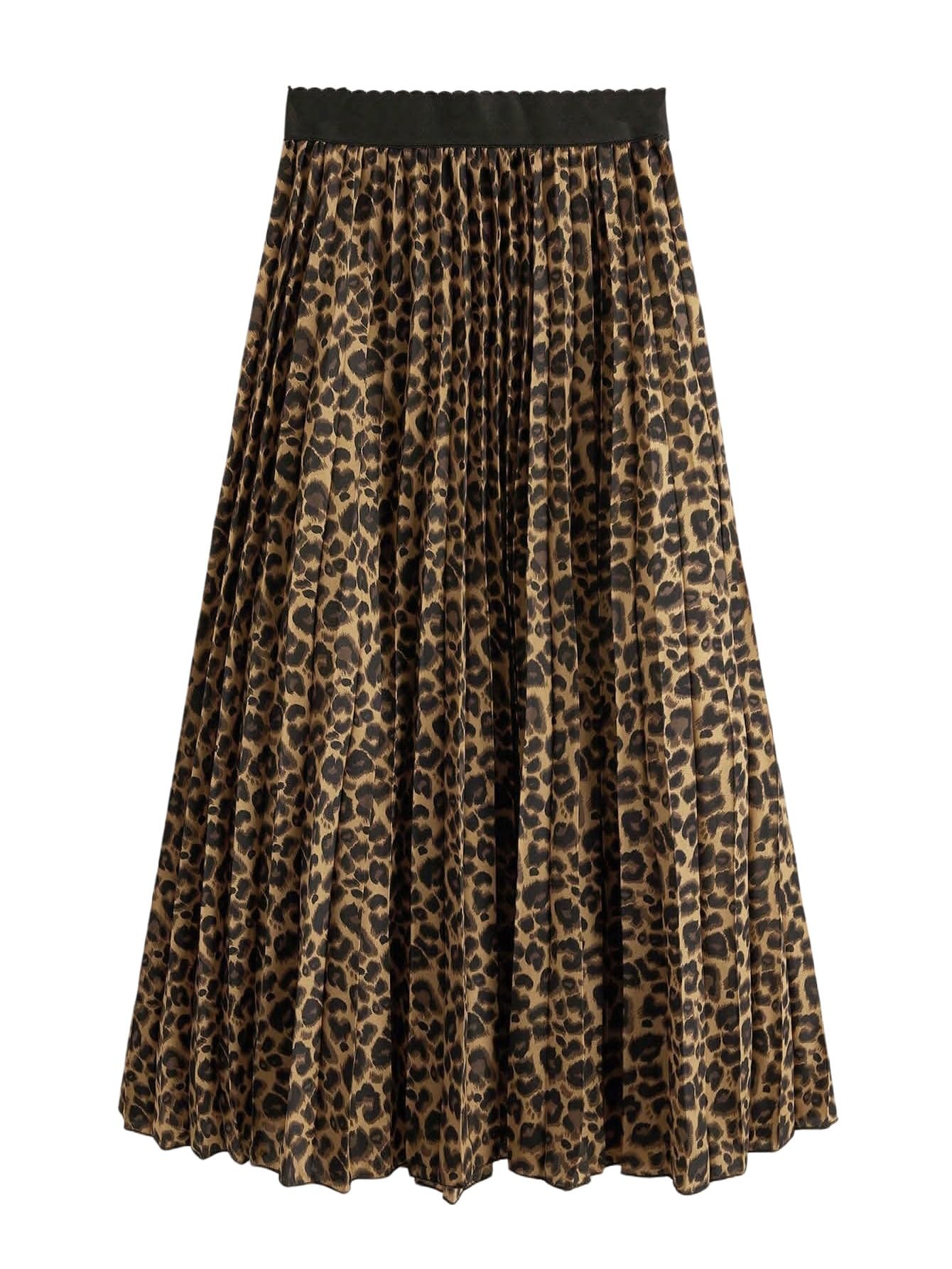 GORGLITTER Jupe longue élégante pour femme - Imprimé léopard - Jupe de loisirs - Jupe plissée - Jupe plissée - Jupe de fête avec taille élastique - Tenue de festival