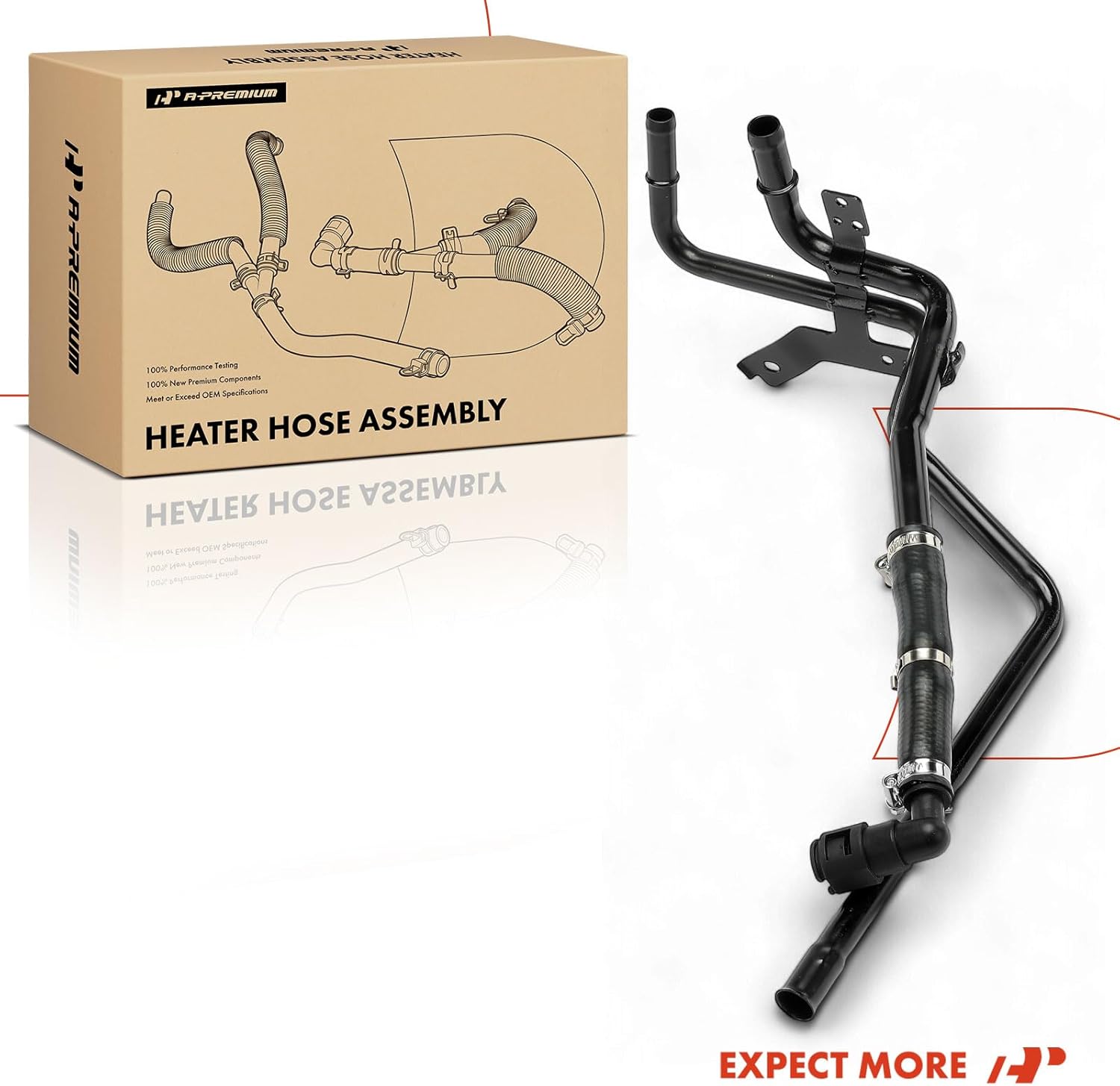 A-Premium Inlet and Outlet HVAC Heater Hose Pipe Line Assembly with Clamps Compatible with Ford Mustang 2007 2008 2009 2010, 4.6L