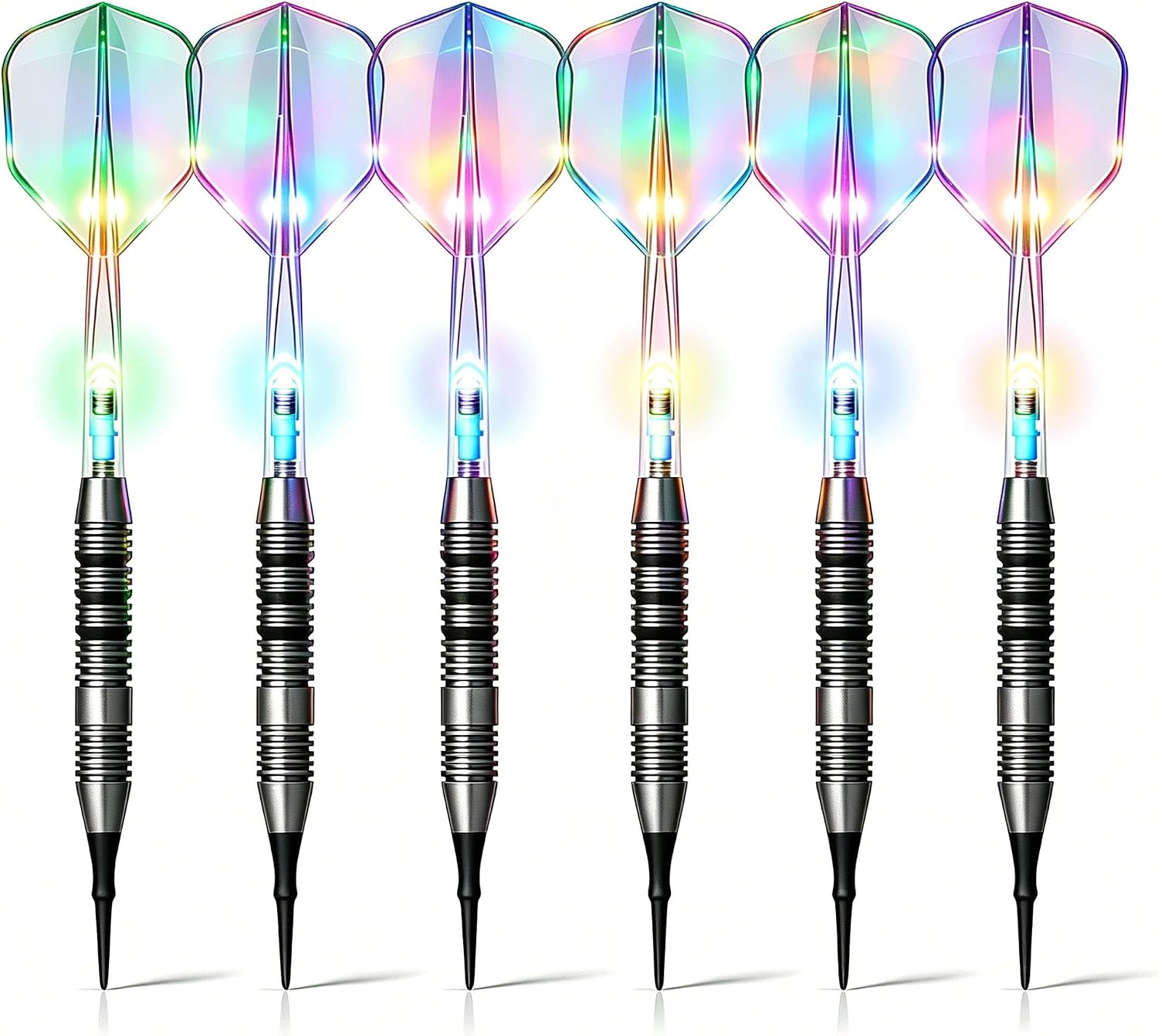 6Pcs Lighted Darts Plastic Tip Set - Professional LED Soft Tip Darts for Electronic Dartboard 21 Grams with 6 Extra Tips Gift Darts