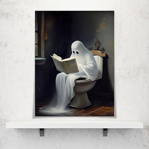 Miniatura 2 de Generic Fantasma en el inodoro, fantasma en el baño, divertidos pósteres estéticos góticos, fotos de terror de Halloween, decoración de pared