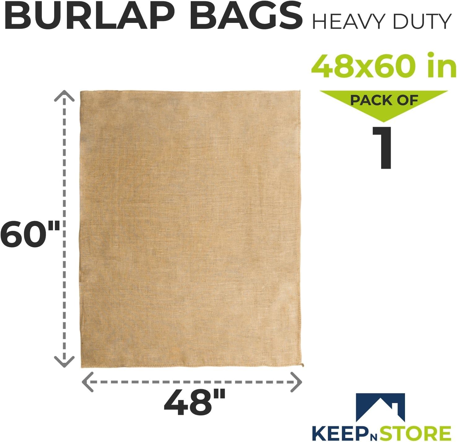 Burlap Storage Bag 48" x 60", Pack of 1 – Natural Jute Gunny Sack for Storage of Vegetables, Gardening & Farm Use, Breathable Heavy-Duty Burlap Bags