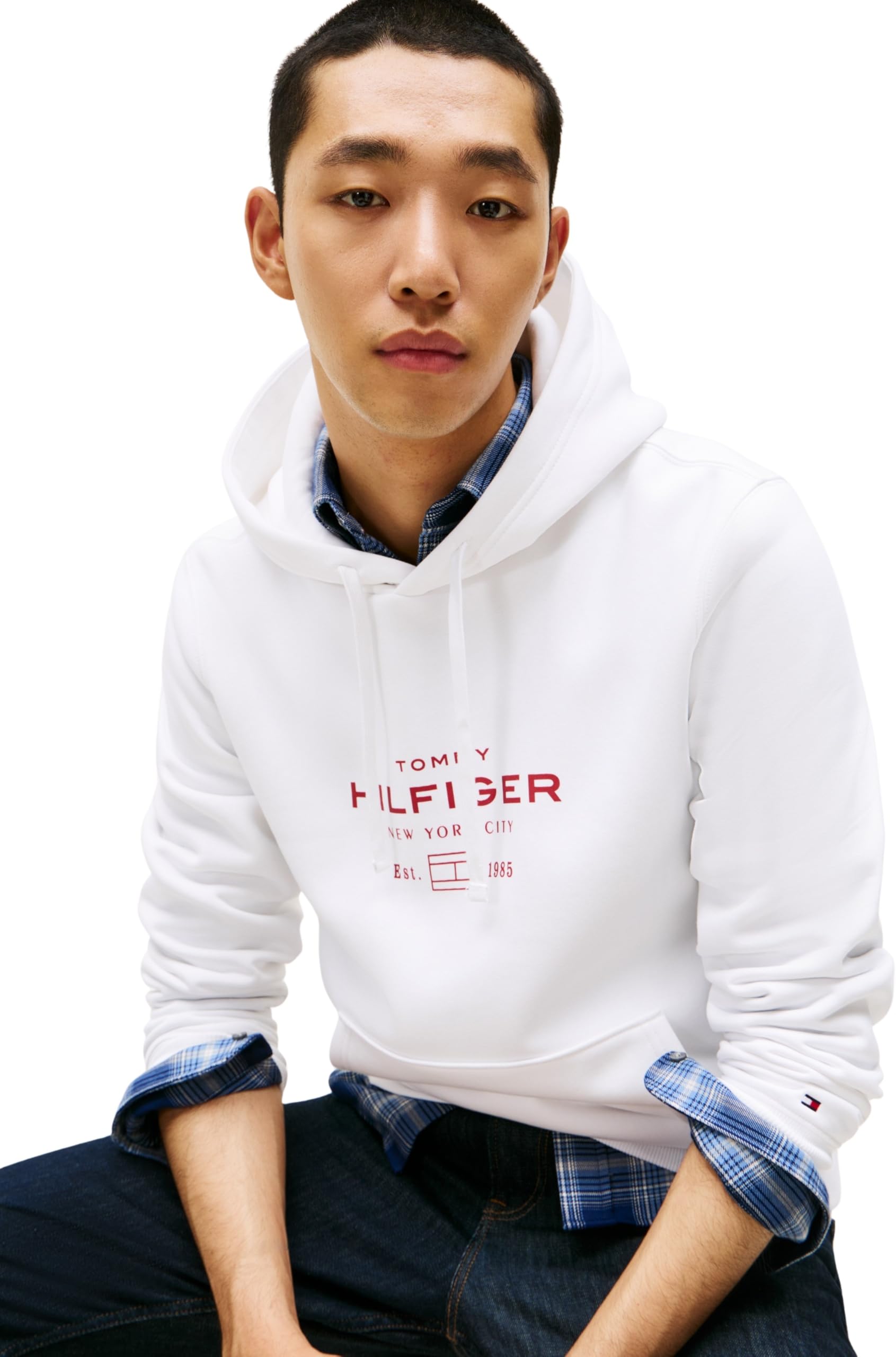 Tommy Hilfiger Oval Graphic Hoodie Mw0mw40864 Sudadera con Capucha Hombre (Pack de 1)