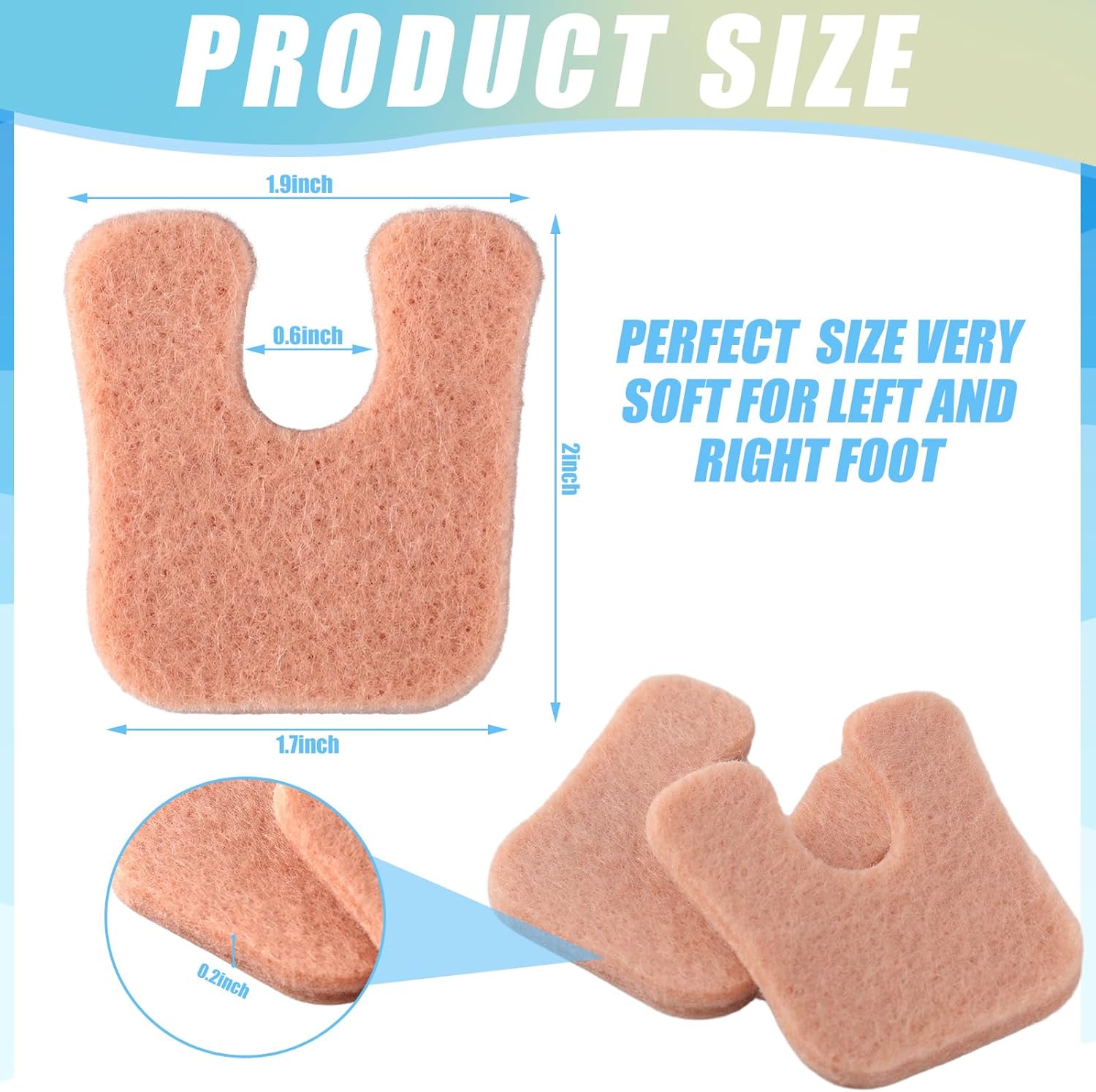 Newcotte 120 Pcs U-Shaped Callus Cushions Felt Foot Callus Pads Feet Remover Pads Soft Pain Relief Foot Cushion for Men and Women Beige and White