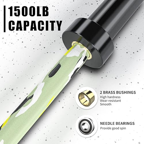 Miniatura 4 de TECHNOAGE Barra olímpica de 7 pies, capacidad de 1500 libras, barra olímpica de 45 libras, carga de barra olímpica de cromo sólido (placa de 2