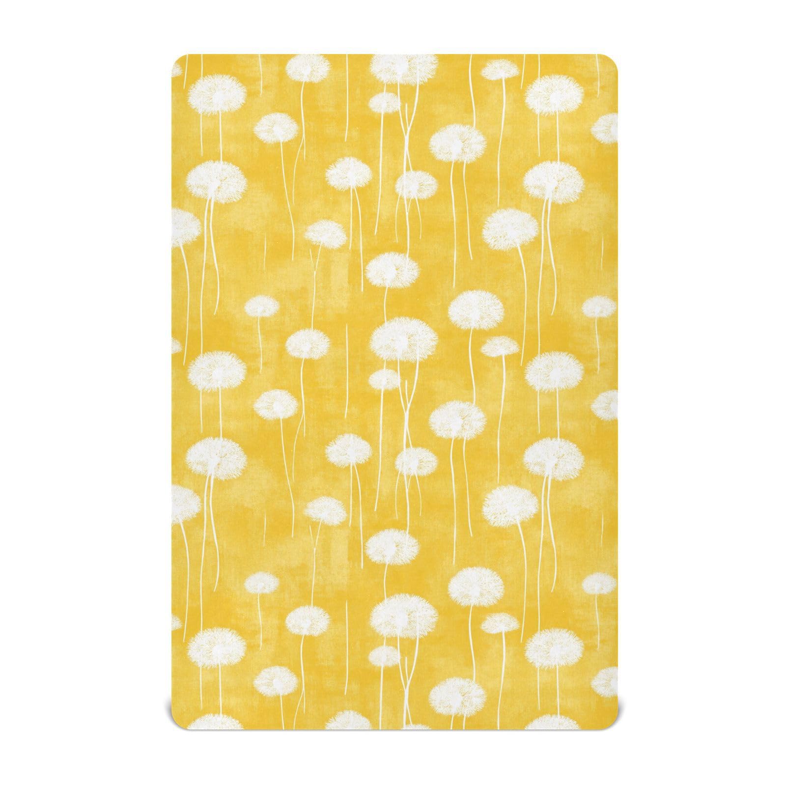Crib Sheet Breathable Soft Crib Mattress Sheet for Baby Toddler Boys Girls Fitted Pack n Play Crib Sheet Fit Standard Crib Mattress 39 x 27 Inch Round Dandelion Yellow