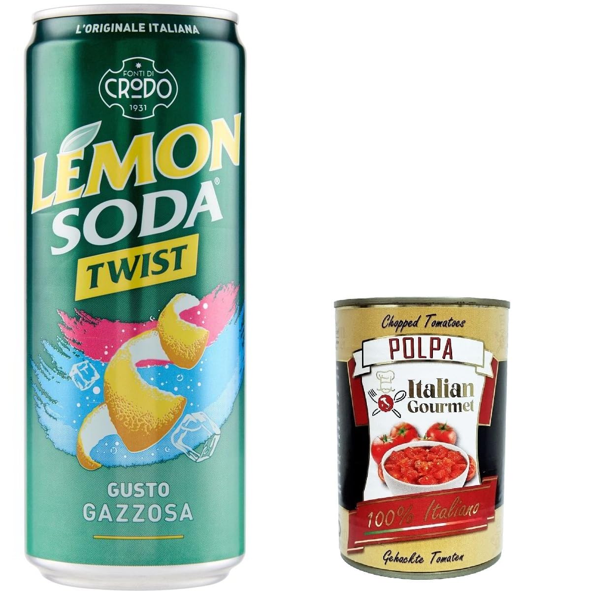 Italian Gourmet Lemonsoda Twist Gazzosa bevanda frizzante Limo, 48 x 33cl | Erfrischungsgetränk mit spritzigem Zitrusgeschmack; bibita gassata ideale, Gesamtnettogewicht 15,84 L + Kostenlos Polpa 400g