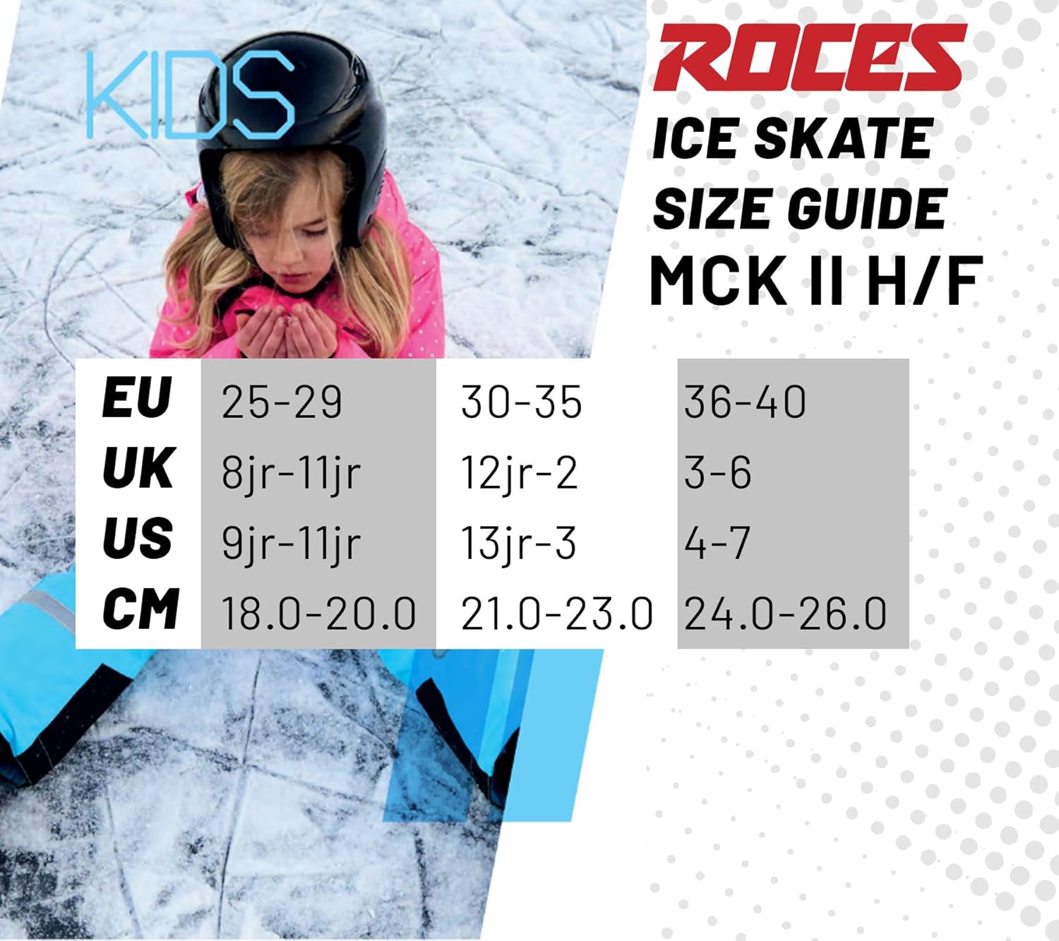 Roces Kid's Unisex Children MCK II Adjustable Carbon Steel Figure Blade Ice Skates with Two Micrometric Memory Buckles Closure