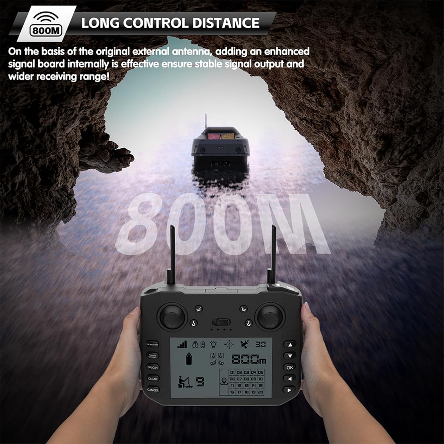 Barco Cebador Inteligente GPS para Pesca, Control Remoto De 800 M, Capacidad De 3 Kg, Doble Motor, Luz Led, Batería De 20000 Mah para Pesca Nocturna, Función De Crucero Basic Version