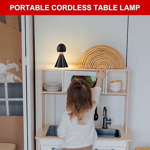 Miniatura 8 de Lámparas de mesa de hongos recargables, iluminación LED táctil de rotación de 360, lámpara de escritorio inalámbrica regulable de 3 colores, luz