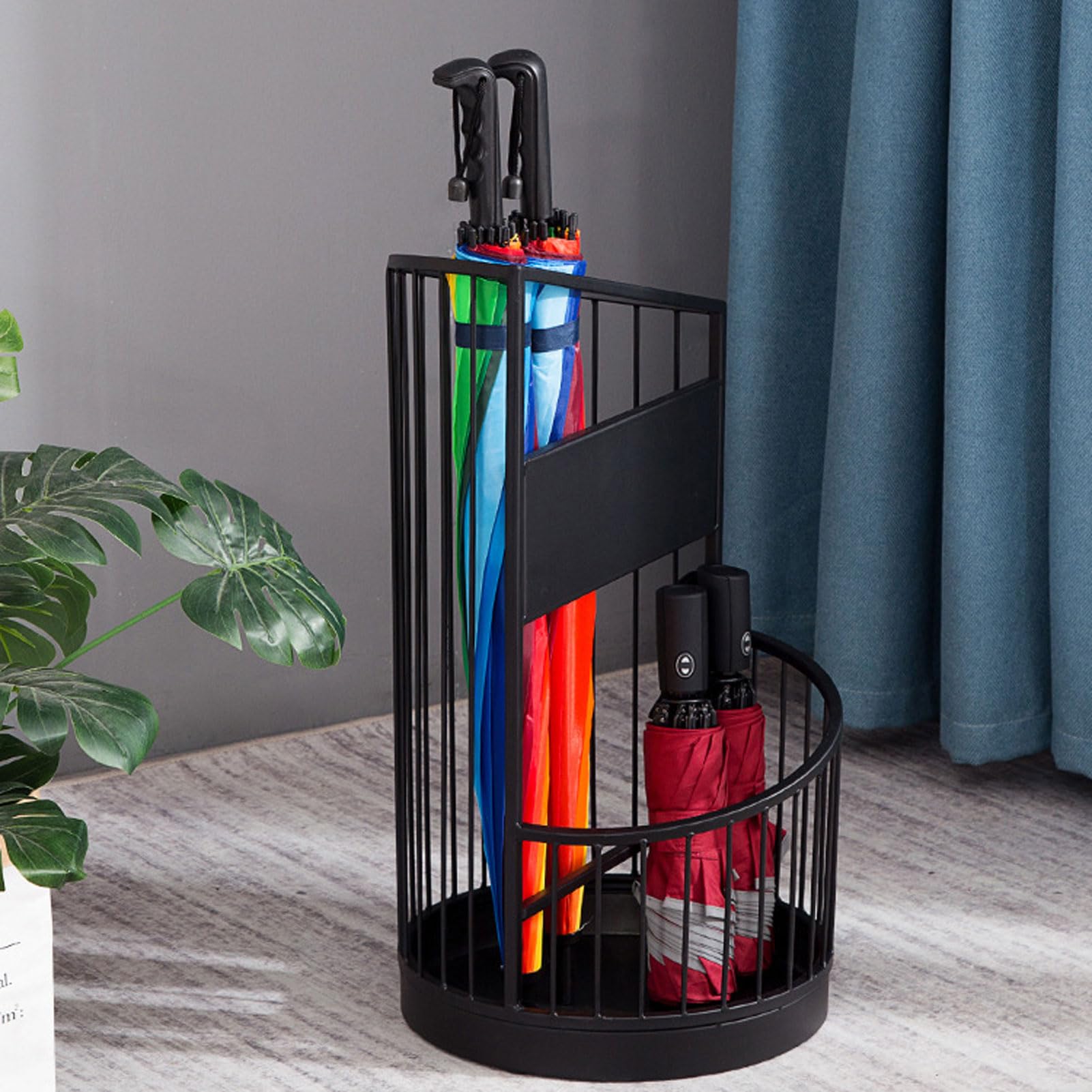 GHHVFEC Modern Metal Umbrella Stand Rack with Large Capacity Space Saving Design for Doorway or Porch Black (30X60CM)