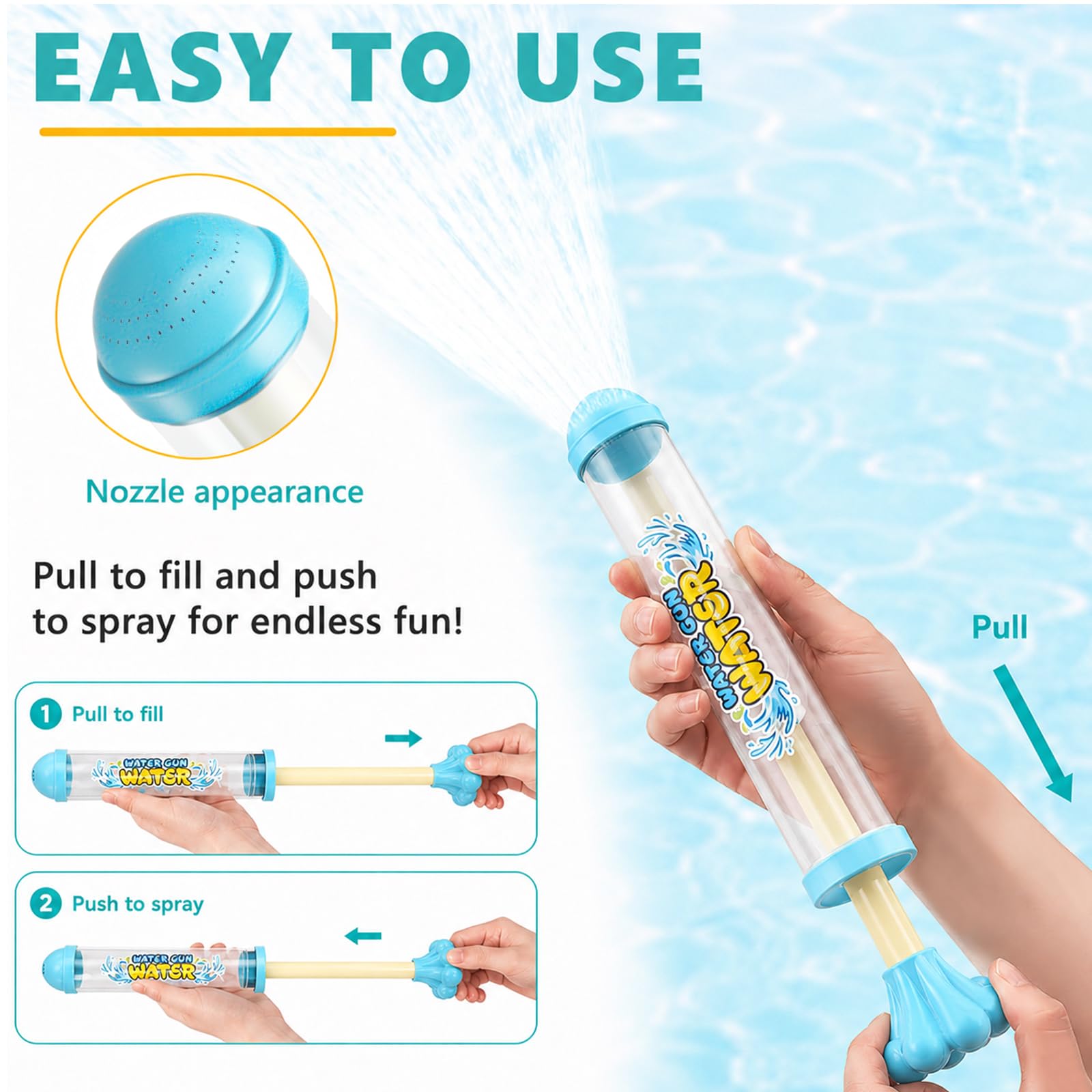 Pack De 4 Pistolas De Agua Efecto Fuegos Artificiales Multicolor, Fácil Llenado Y Gran Alcance, Ideales Para Piscina, Playa Y Fiestas Al Aire Libre