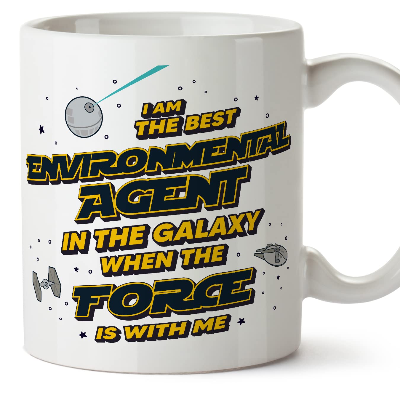 MUGFFINS Environmental Agent Mug - in English - Best in The Galaxy The Force is with Me - Funny Gift for Colleagues - Ceramic 11oz Mug